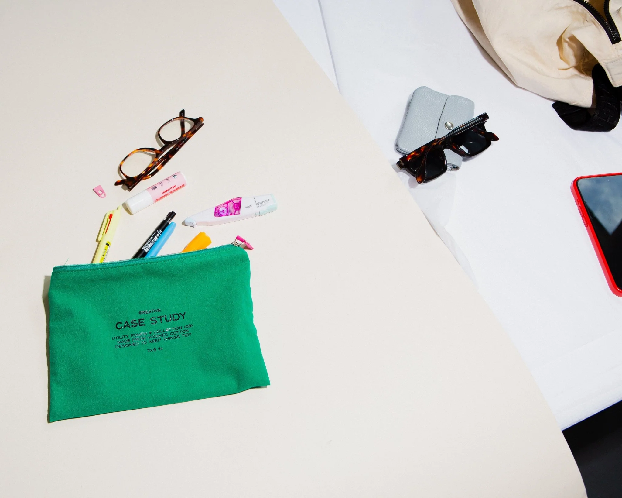Washed Cotton Zipper Pouch - Image 3