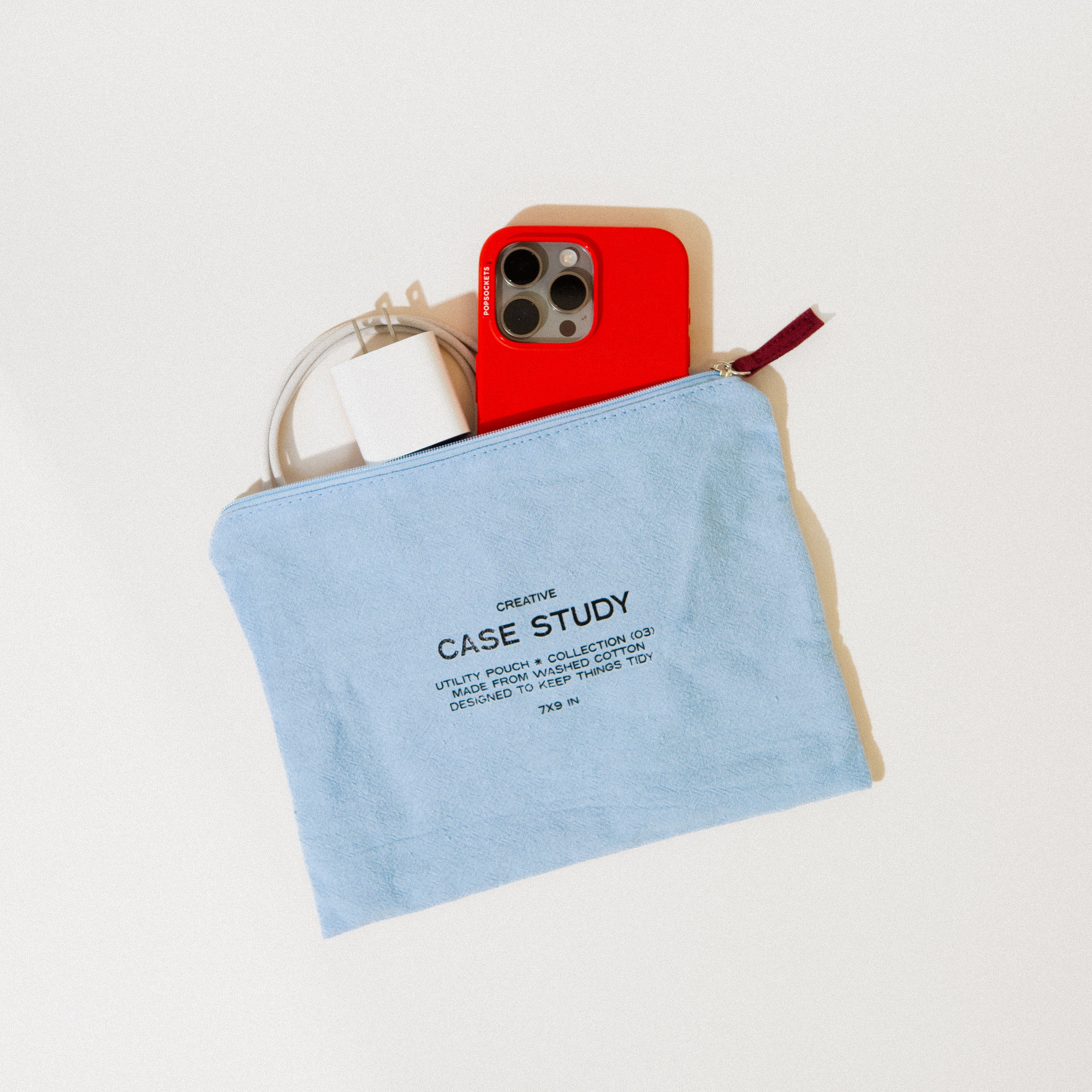 Washed Cotton Zipper Pouch - Image 5
